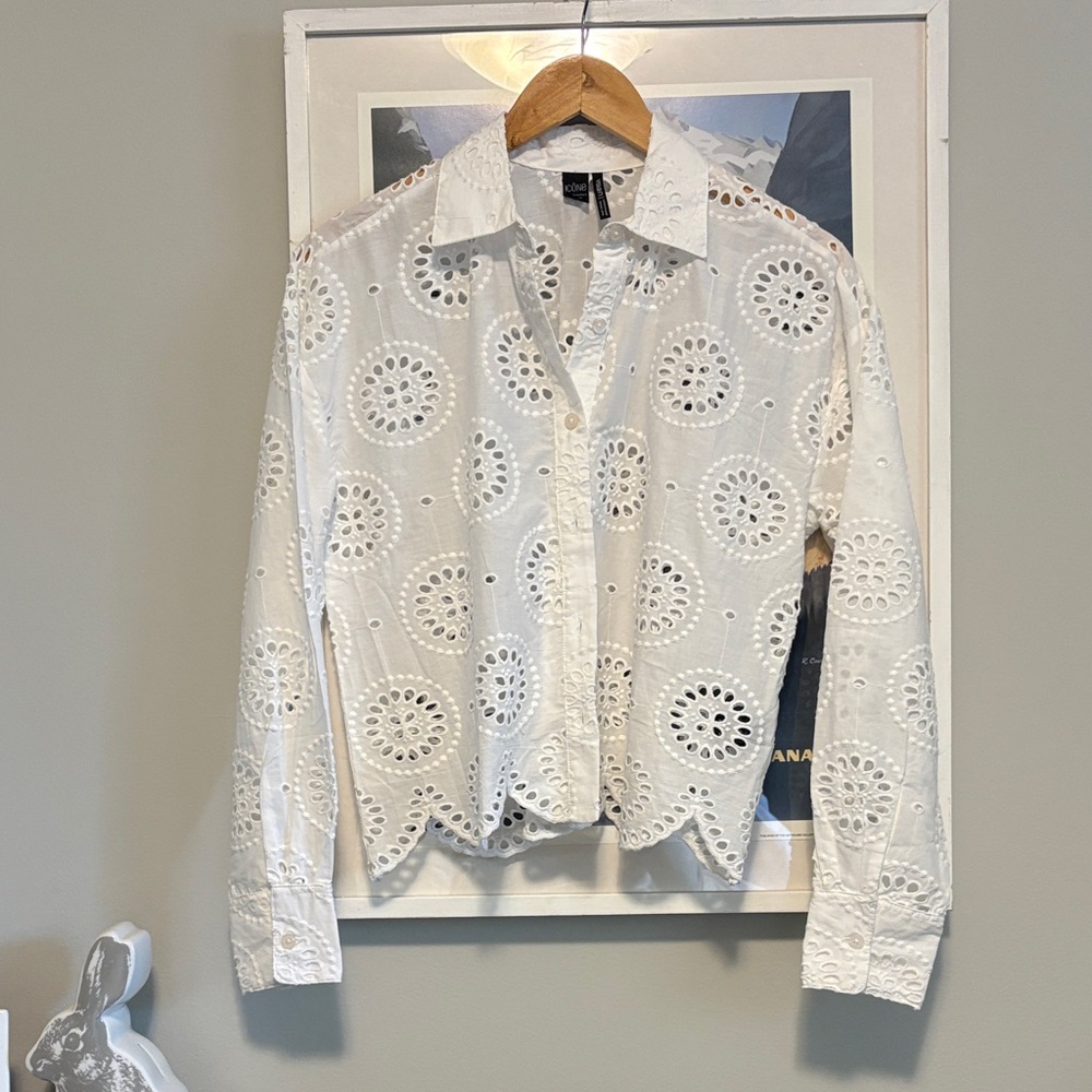 ICON White Eyelet Button-Down Shirt
